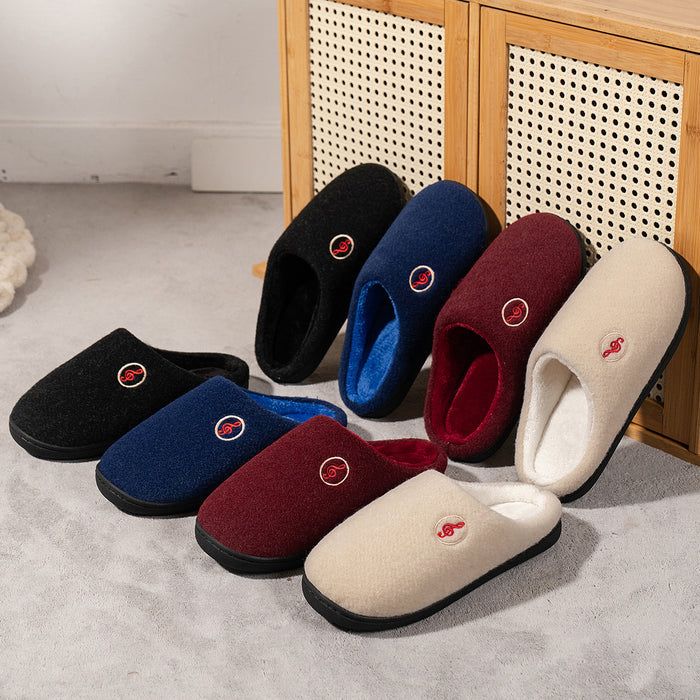 Warm Velvet Woolen Couple Non Slip Cotton Slippers - Livefree