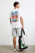 Бяла мъжка тениска от 100% памук с принт на гърба Medicine Roberto Fashion Store T-shirt RW26-TSM120-00X-S S