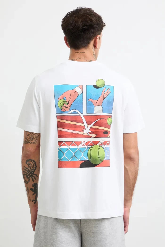 Бяла мъжка тениска от 100% памук с принт на гърба Medicine Roberto Fashion Store T-shirt RW26-TSM120-00X-S S