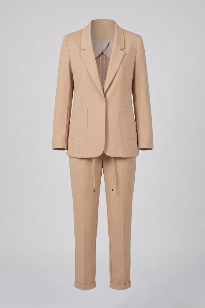 Дамски памучен комплект 2 в 1 сако Roberto&Co - бежово Roberto&Co Roberto Fashion Store Set AVR0907SETBEIBLZ-46 46