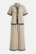 Дамски ленен комплект 2 в 1 Roberto&Co - бежово Roberto&Co Roberto Fashion Store Set LVN0807SETBEISTR-38 38