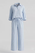 Дамски ленен комплект 2 в 1 Roberto&Co - синьо Roberto&Co Roberto Fashion Store Set KPS0807SETBLULIN-38 38