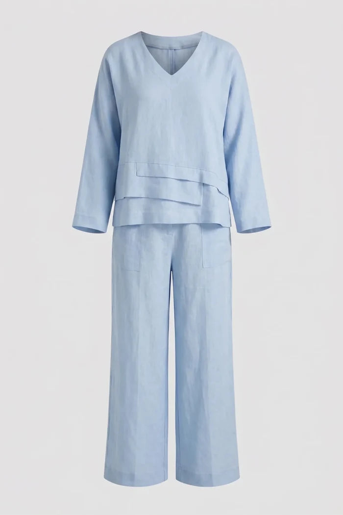 Дамски лиоцелов комплект 2 в 1 Roberto&Co - синьо Roberto&Co Roberto Fashion Store Set DZB0807SETBLULIN-42 42