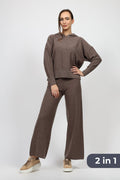 Дамски Комплект с Кашмир от 2 части, Кафяв Serianno Collection S Roberto Fashion Store Set SER1411SETBRWANGS S Кафяв