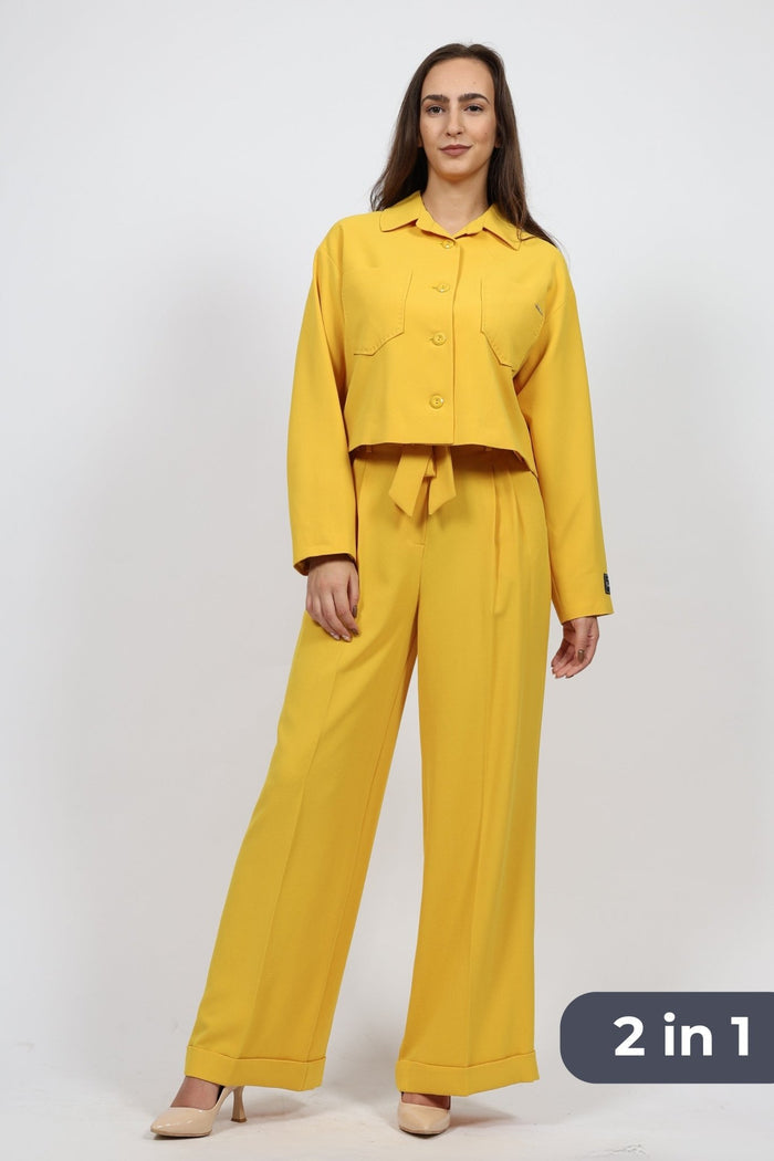 Дамски Комплект от 2 части, Жълт VIPART Roberto Fashion Store Set VPR0311SETYELTRK36 36 Жълт