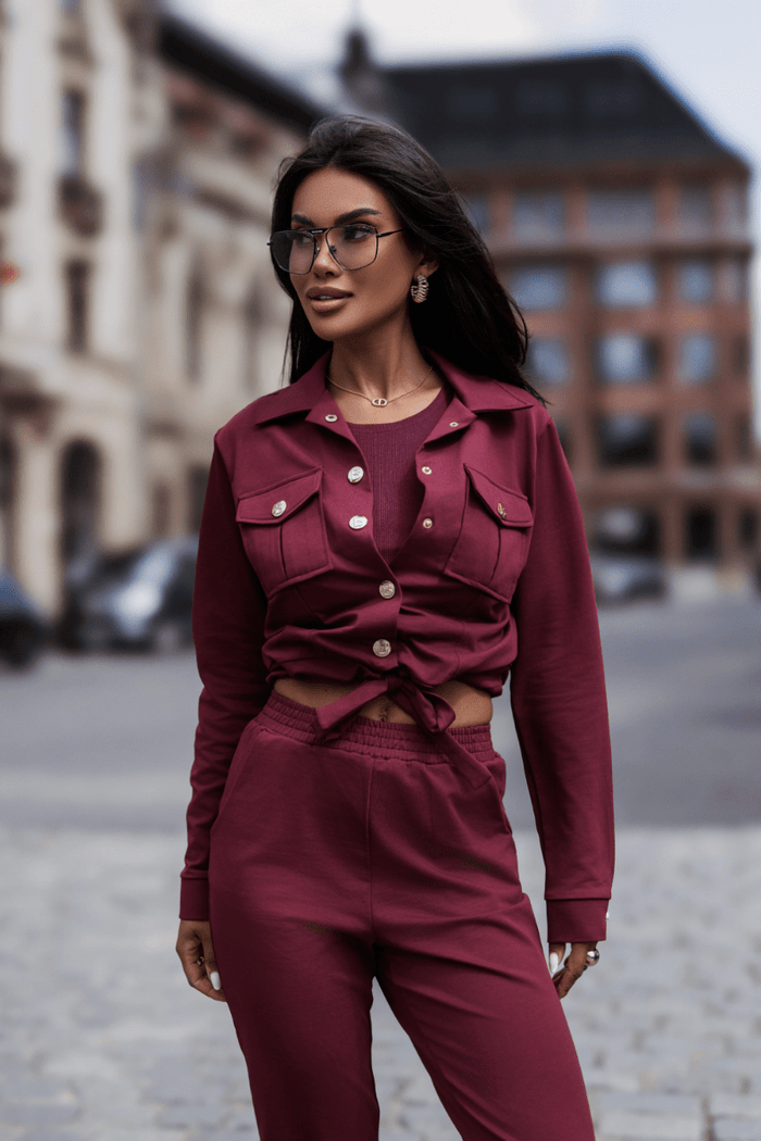 Дамски 3-частен спортен комплект Milano, бордо, 100% памук LaBalancia Roberto Fashion Store Set 5907378523900 XS/S