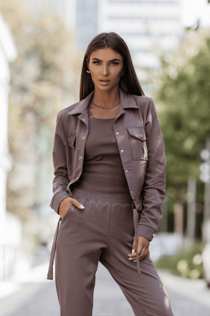 Дамски 3-чeстен спортен комплект Milano, цвят Fango, 100% памук LaBalancia Roberto Fashion Store Set 5907378523849 M/L