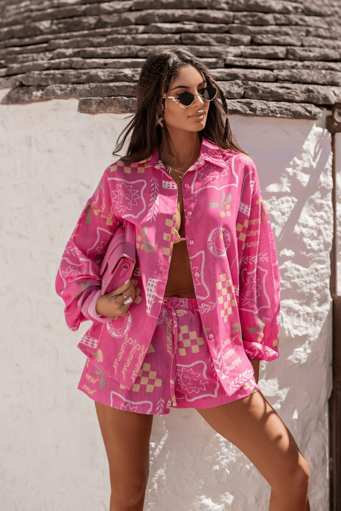 Дамски комплект спален текстил MOLLY - лен, Malibu розово LaBalancia Roberto Fashion Store Set 5907378522248 UNI