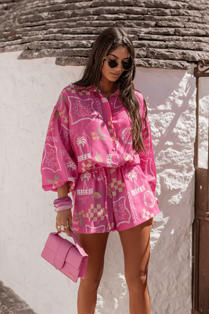 Дамски комплект спален текстил MOLLY - лен, Malibu розово LaBalancia Roberto Fashion Store Set 5907378522248 UNI