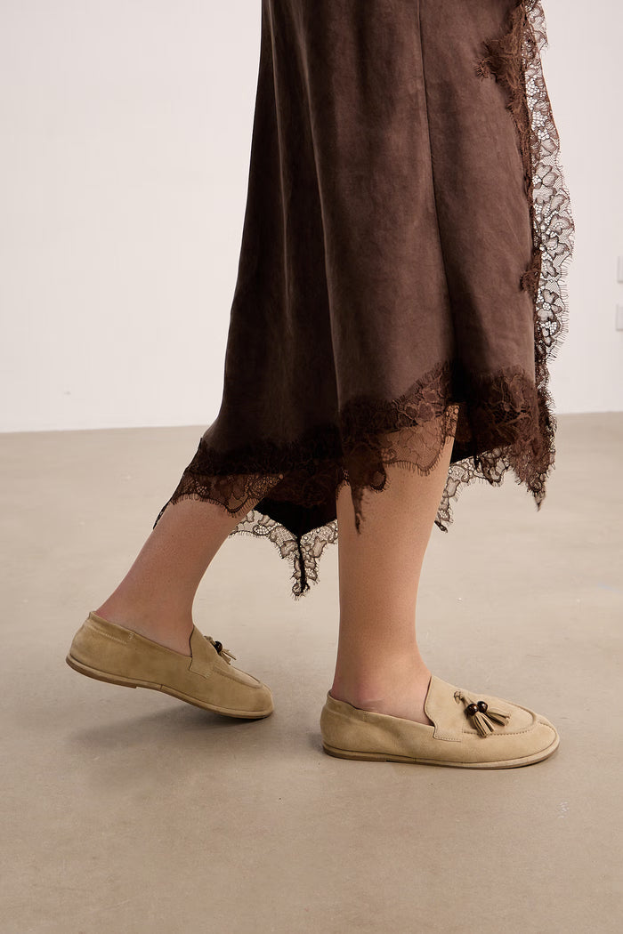 Women's beige suede loafers "Vesna"