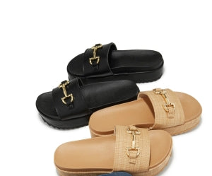 Women's Beige Tracy Chunky Platform Slip-On Mule Slides - Open Round Toe