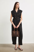 Women's black long jumpsuit with belt "Miyu"