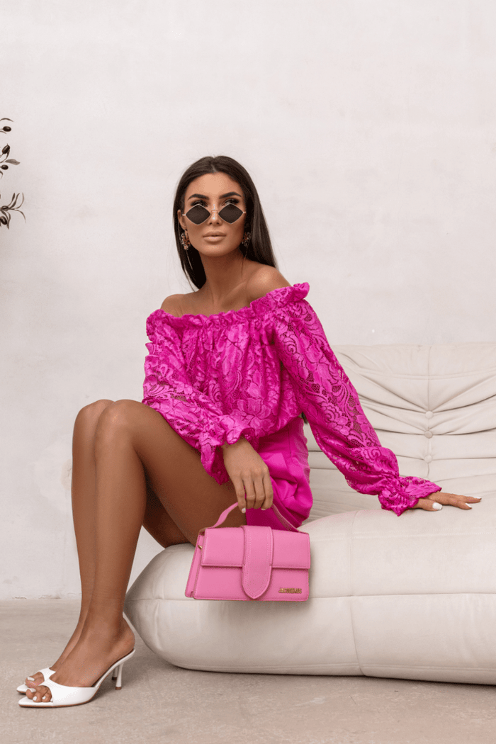 Дамска блуза MIA тип „испанка“ с дантела - Фуксия LaBalancia Roberto Fashion Store Set 5907378521647 S