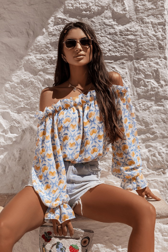 Женска Блуза (Оф - шуул) MIA - Синьо с лимони LaBalancia Roberto Fashion Store Set 5907378522194 UNI