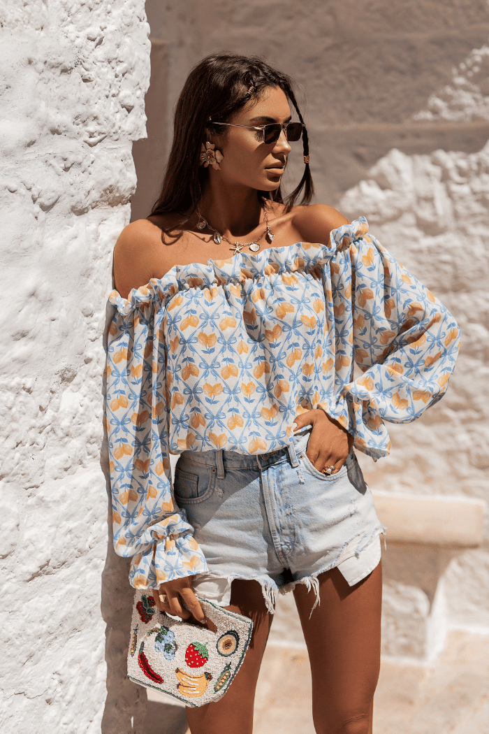 Женска Блуза (Оф - шуул) MIA - Синьо с лимони LaBalancia Roberto Fashion Store Set 5907378522194 UNI