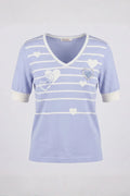 Синя плетена тениска с дизайн на сърца за жени Roberto&Co Roberto Fashion Store Sweater FLC2207KNIBLSBLU-38/40 38/40