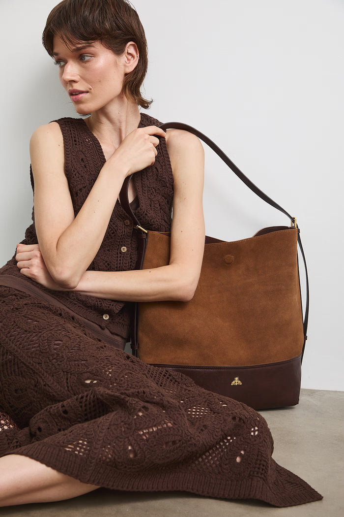Women's brown suede bag "Patrizia"