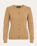 Women's Cashmere Round Neck Cardigan - camel
