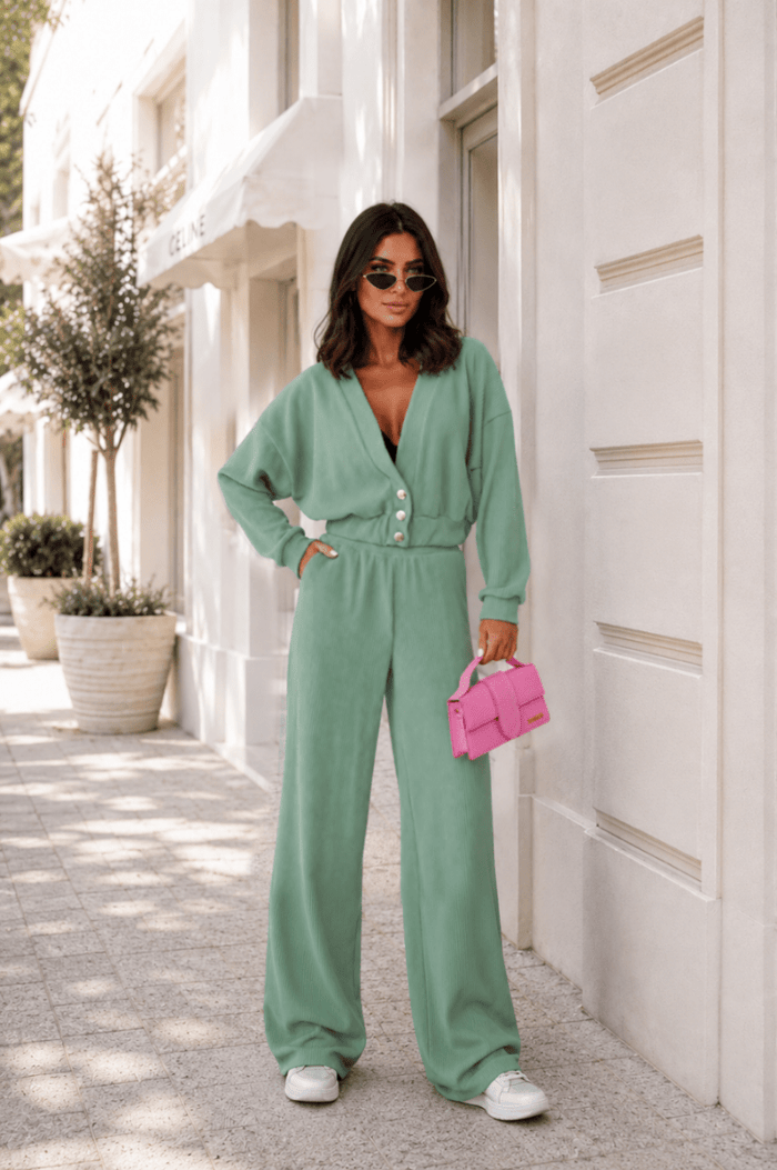 Дамски комплект MEGGI от рипсено кадифе – мента LaBalancia Roberto Fashion Store Set 5907378523023 XS/S