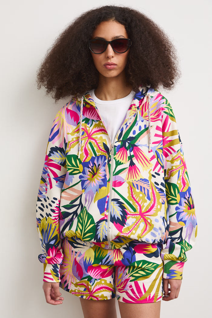 Women's cream floral athletic sweatshirt "Konwalia"