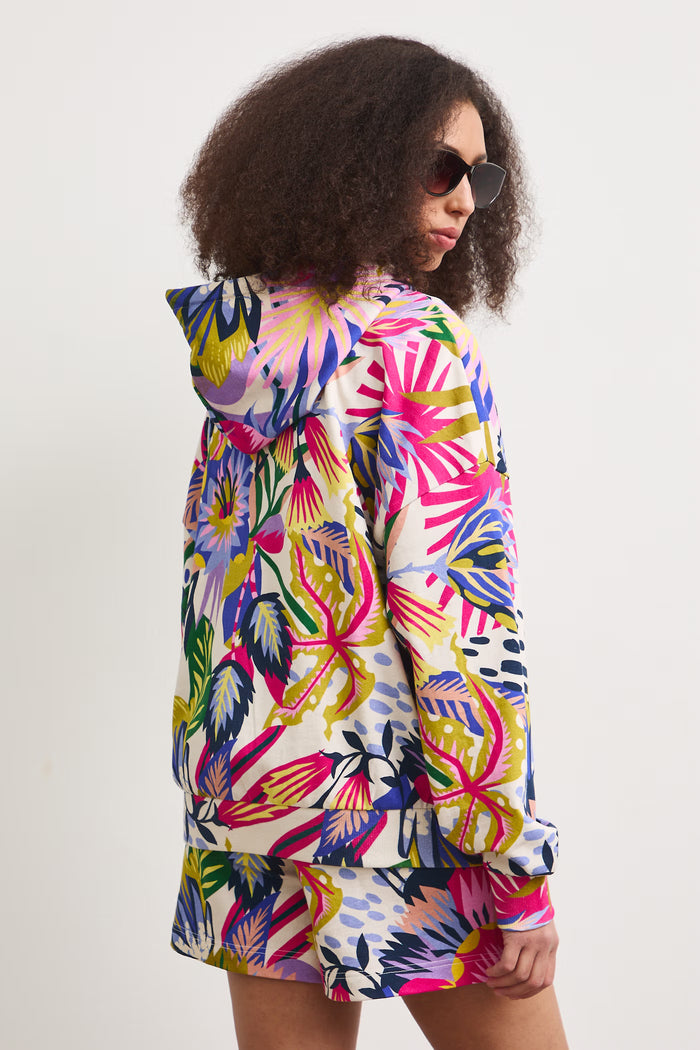 Women's cream floral athletic sweatshirt "Konwalia"