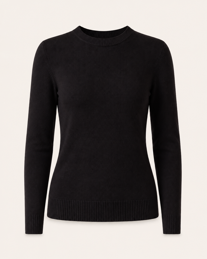 Women's Crew Neck Cashmere Sweater - Black