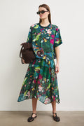 Women's dark green dress with "Mizuki" blouse set