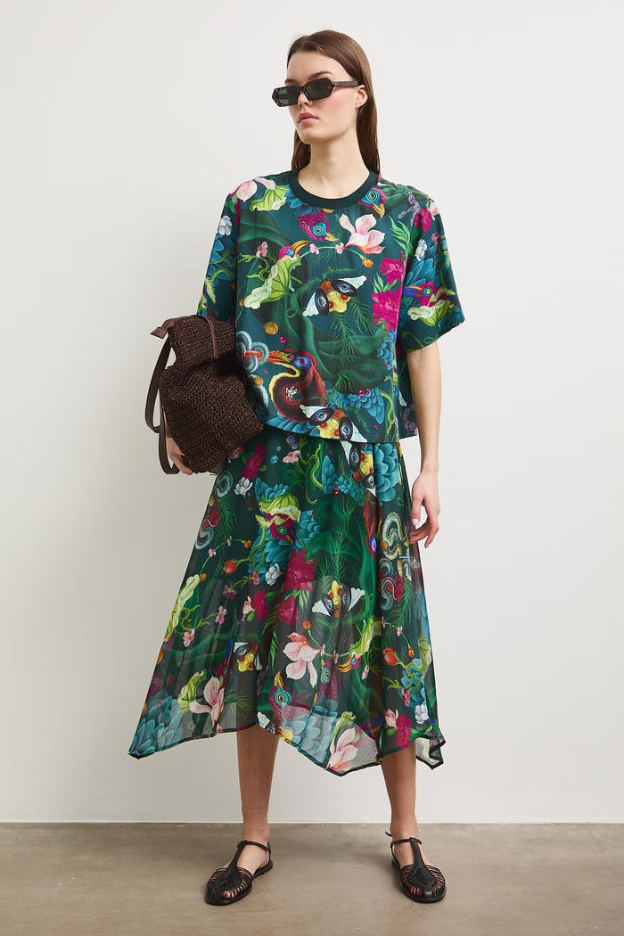 Women's dark green dress with "Mizuki" blouse set