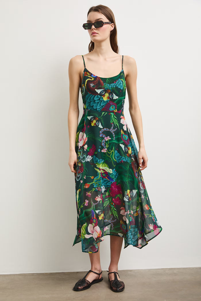 Women's dark green dress with "Mizuki" blouse set