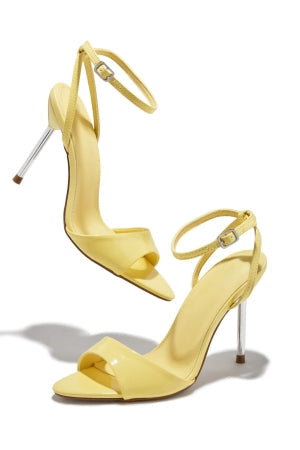Women's Evana Yellow Adjustable Ankle Strap Peep Toe Stiletto Heels
