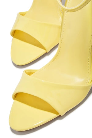 Women's Evana Yellow Adjustable Ankle Strap Peep Toe Stiletto Heels