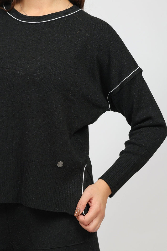 Дамски Плетен Комплект от 2 части, Черен Serianno Collection S Roberto Fashion Store Set SER1711SETBLKBLGS S Черен