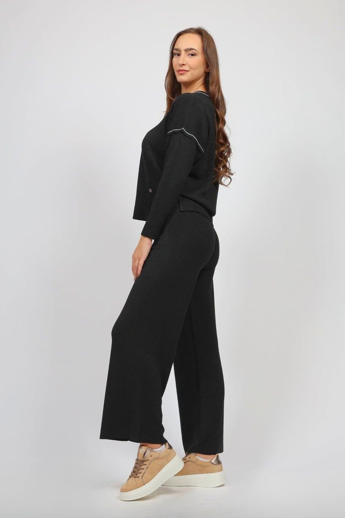 Дамски Плетен Комплект от 2 части, Черен Serianno Collection S Roberto Fashion Store Set SER1711SETBLKBLGS S Черен