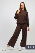 Дамски Плетен Комплект от 2 части, Кафяв Serianno Collection S Roberto Fashion Store Set SRX1511SETBRNWOLS S Кафяв