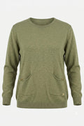 Дамска плетена блузка с джобове в зелен цвят Roberto&Co Roberto Fashion Store Sweater FLC2307KNIBLSGRE-42/44 42/44