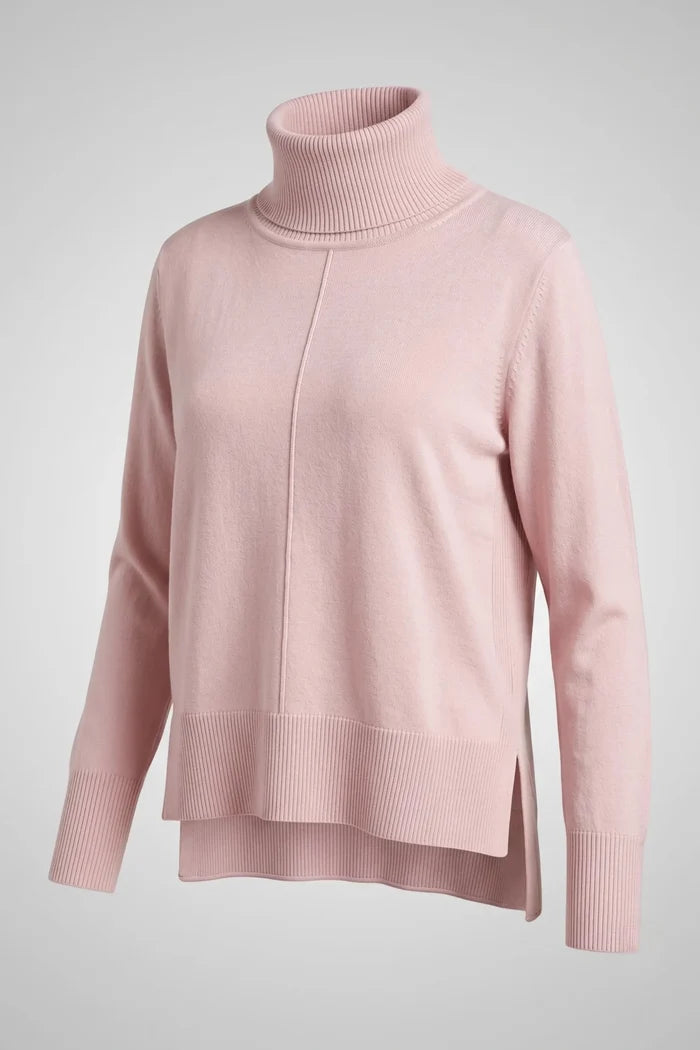Дамска плетена поло блуза в розов цвят минималистична Roberto&Co Roberto Fashion Store Sweater FLC2307KNIBLSPNK-42/44 42/44