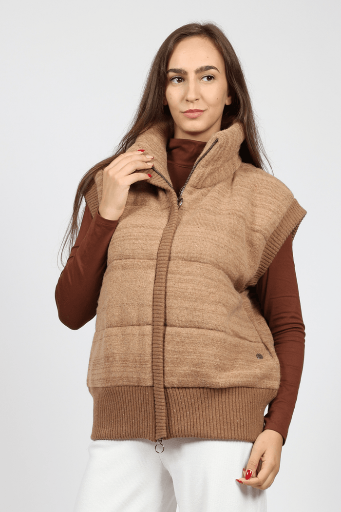 Women's Knitted Vest, Beige
