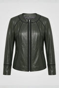 Дамско кожено яке Palermo, зелено, без яка, плюс сайз Roberto&Co Roberto Fashion Store Jacket LEA2103JCKGRNVL+4XL 2XL