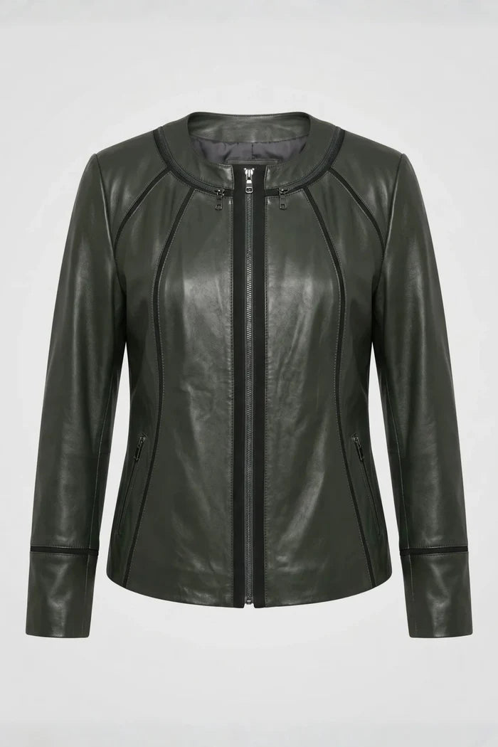 Дамско кожено яке Palermo, зелено, без яка Roberto&Co Roberto Fashion Store Jacket LEA2103JCKGRNVLR-M XS