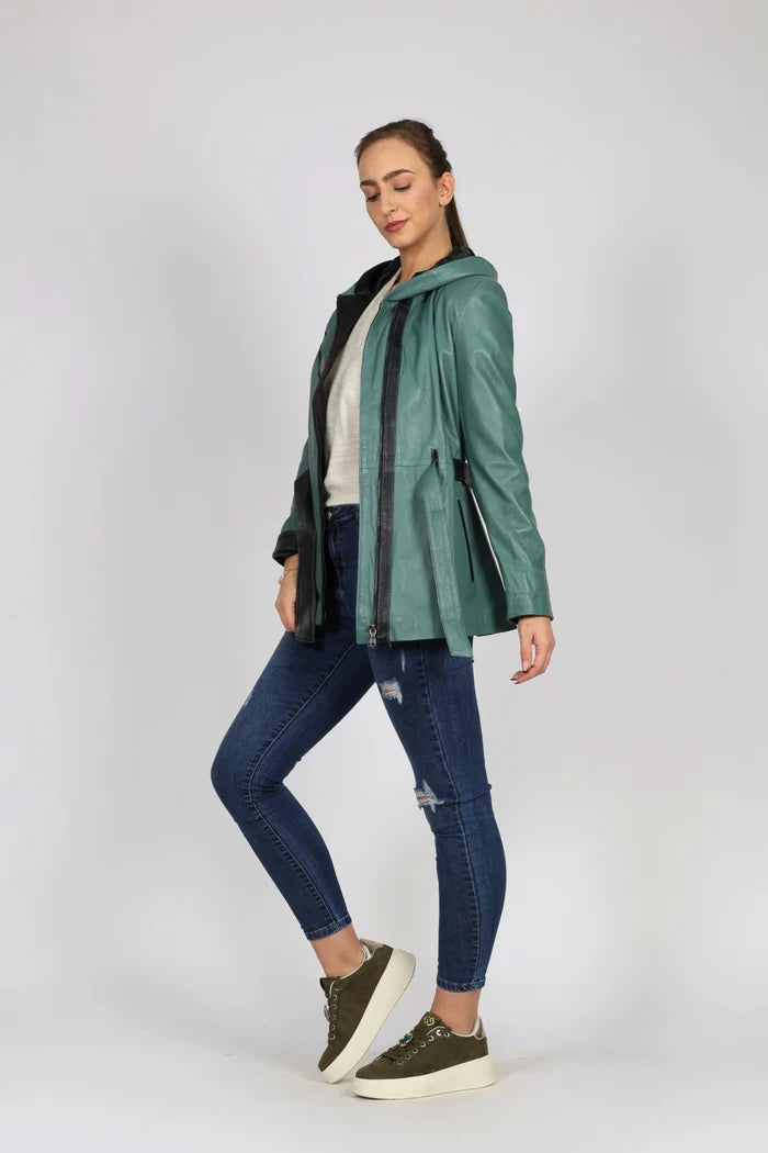 Дамско Кожено Яке, Грахово Зелен Roberto Fashion Roberto Fashion Store Jacket LEA2511JCKGRLBLTM XS