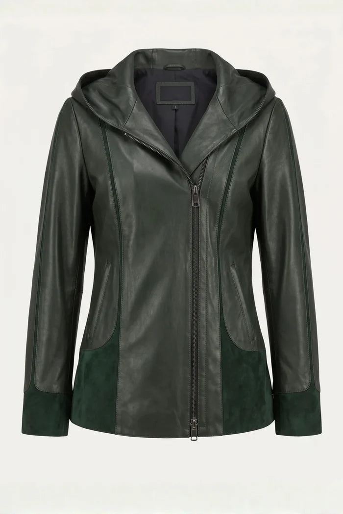 Дамско кожено яке Siena в зелен цвят Roberto&Co Roberto Fashion Store Jacket LEA2505JCKGRNVLR-XS XS