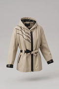 Дамско кожено яке с колан от агнешка кожа, кремаво - Плюс размери Roberto&Co Roberto Fashion Store Jacket LEA2511JCKBEIBL+4XL 2XL