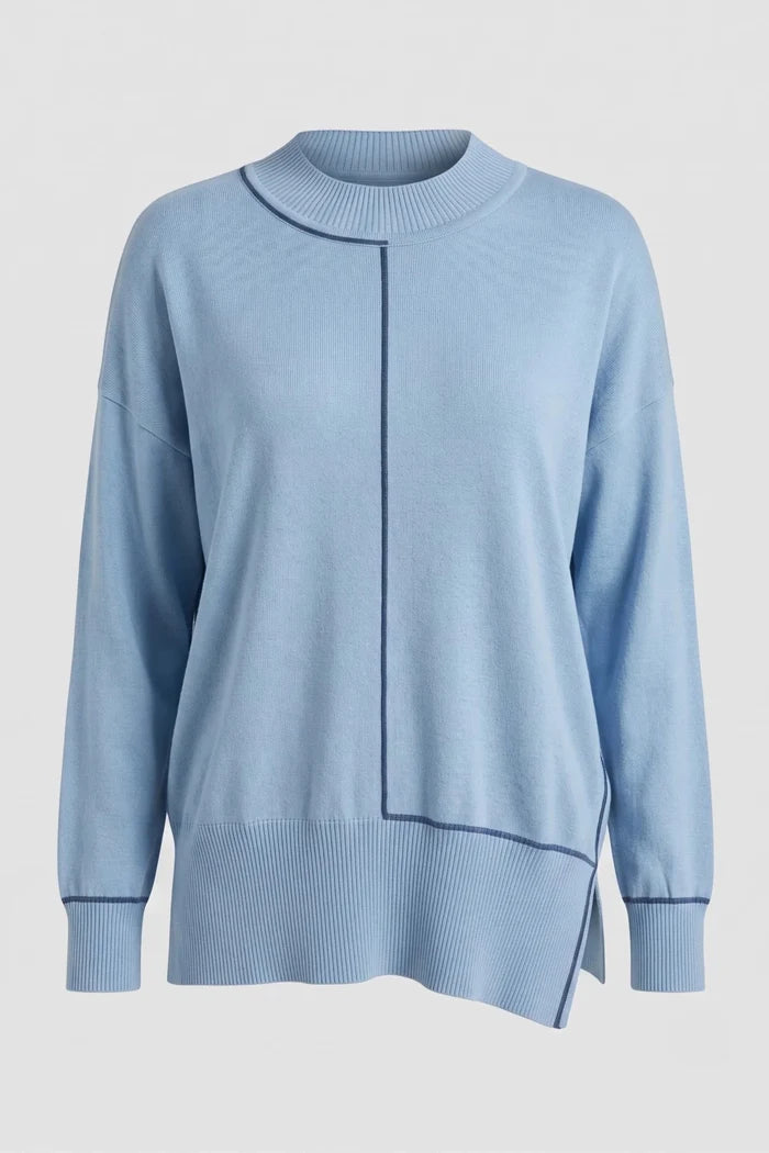 Дамска светло синя плетена блуза с дълъг ръкав за жени Roberto&Co Roberto Fashion Store Sweater FLC2207KNIBLSBLS-S/M S/M