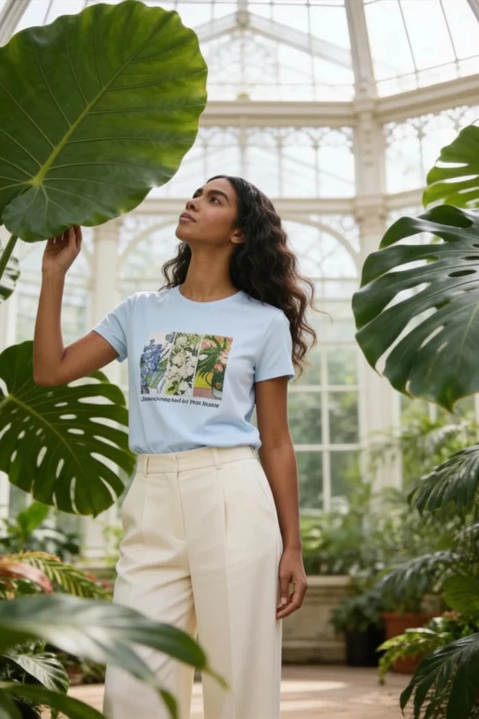 Дамска светло синя тениска с арт принт "Nature" Medicine Roberto Fashion Store T-shirt RS26TSD261-05X-L L