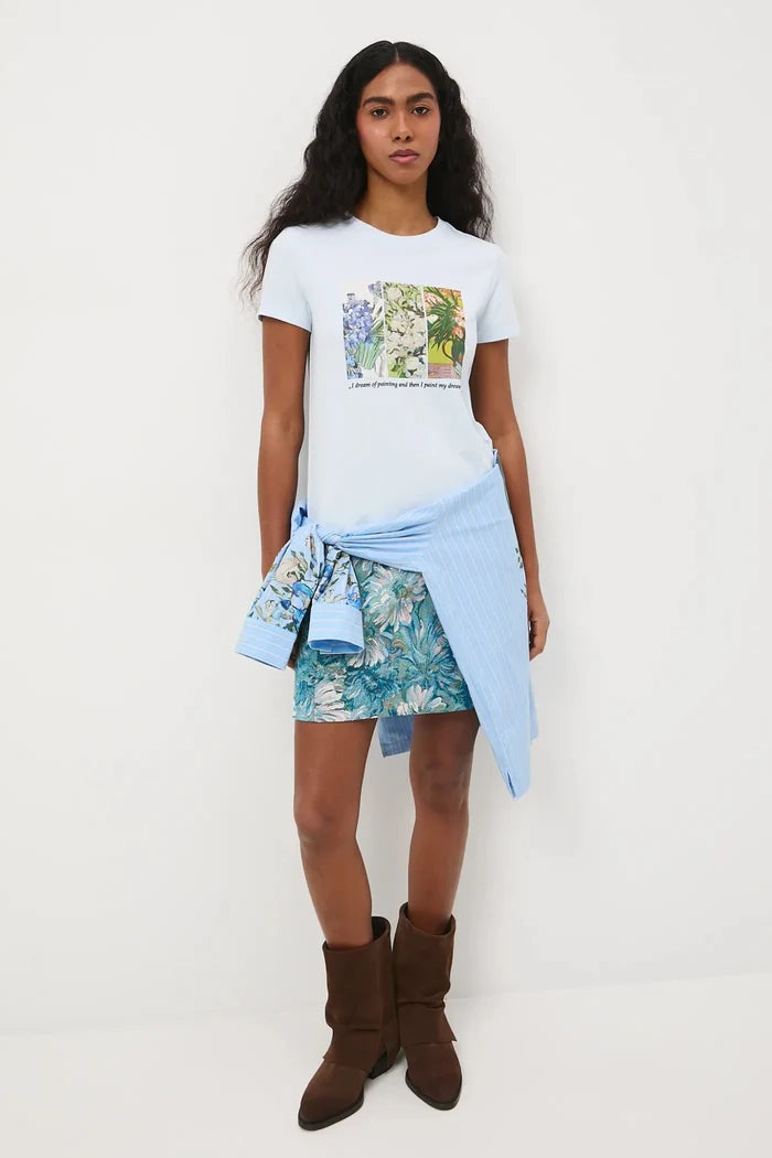 Дамска светло синя тениска с арт принт "Nature" Medicine Roberto Fashion Store T-shirt RS26TSD261-05X-L L