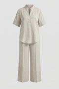 Дамски ленен комплект 2 в 1 Roberto&Co - бежово Roberto&Co Roberto Fashion Store Set STR0807SETBEILIN-M M