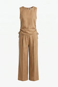 Дамски ленен комплект 2 в 1 Roberto&Co - бежово Roberto&Co Roberto Fashion Store Set LSW0807SETBEILIN-XS XS