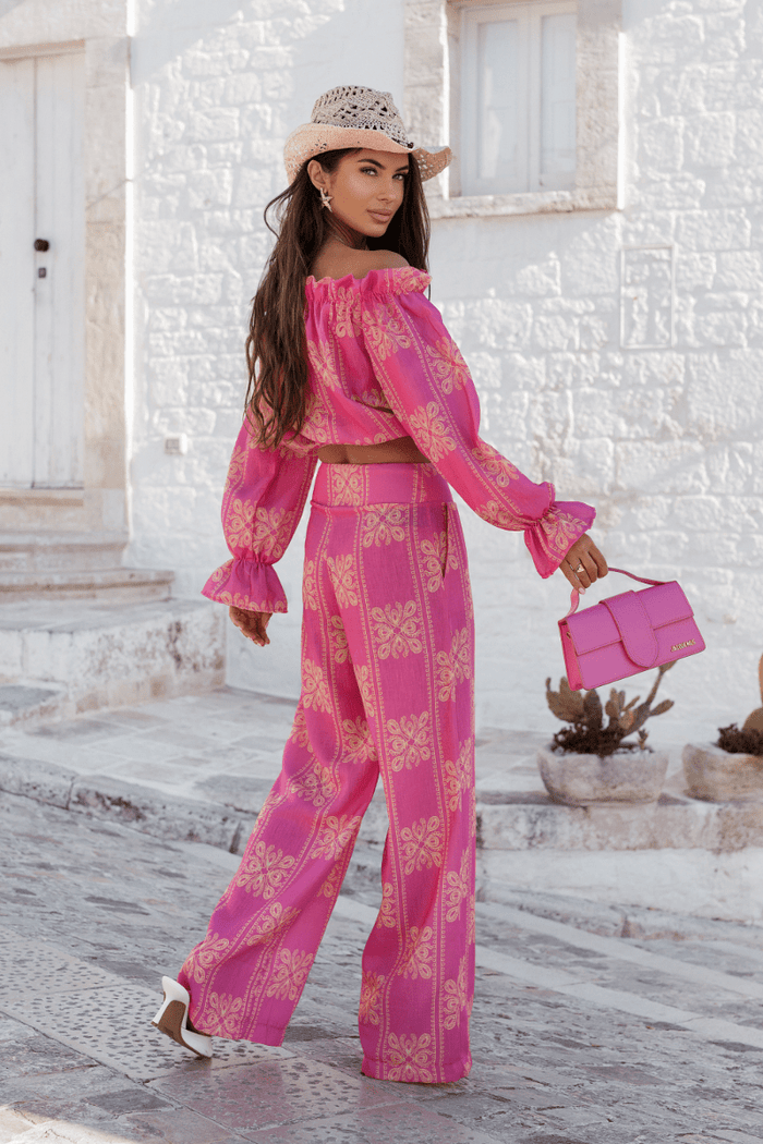 Дамски комплект лен - MIA, Ricamo Pink (розов) LaBalancia Roberto Fashion Store Set 5907378522132 XS/S
