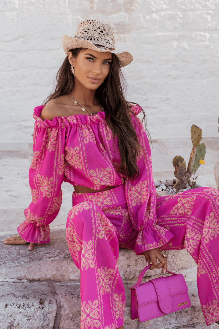 Дамски комплект лен - MIA, Ricamo Pink (розов) LaBalancia Roberto Fashion Store Set 5907378522125 M/L