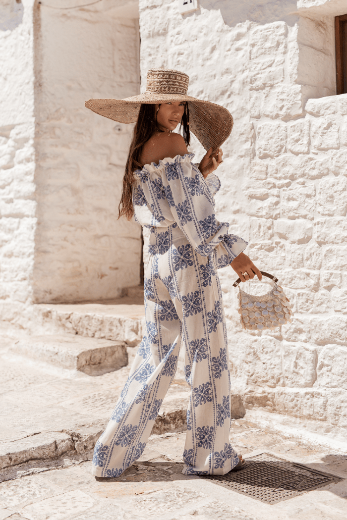 Дамски ленен комплект - Ricamo, Спално бельо, Син (Ricamo blue) LaBalancia Roberto Fashion Store Set 5907378522149 XS/S